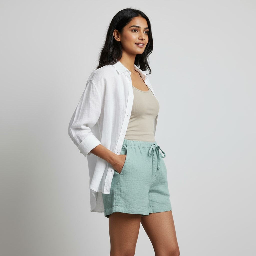 100% Premium Linen Shorts - Women