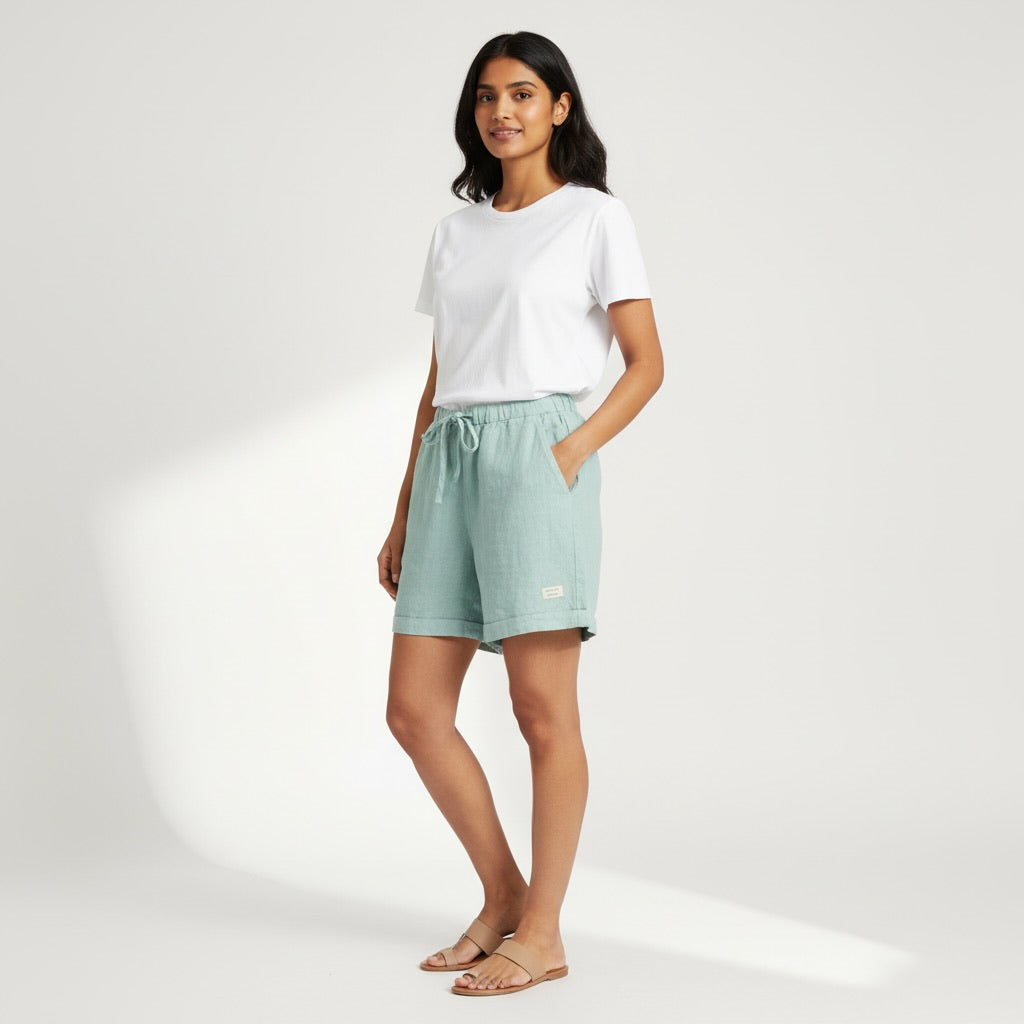 100% Premium Linen Shorts - Women