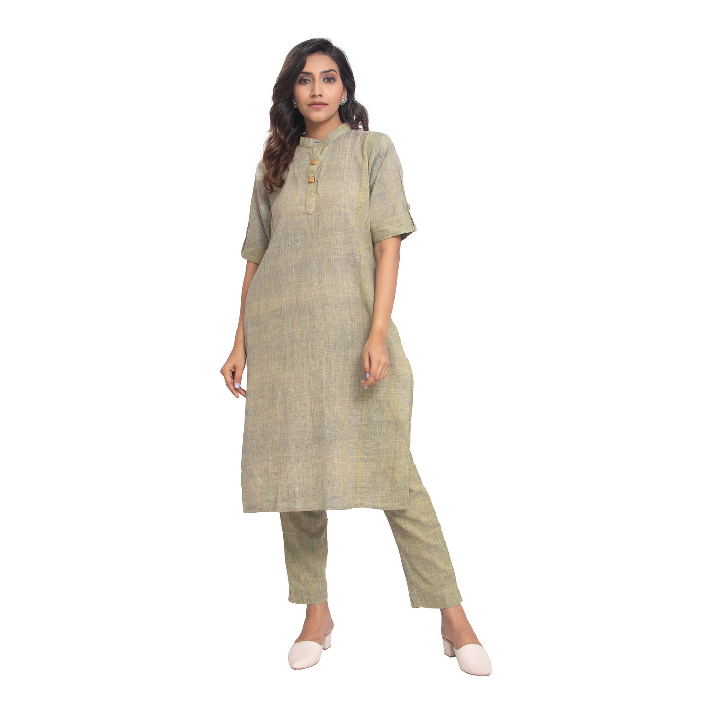 Samici Green Yarn Dyed Kurta Set