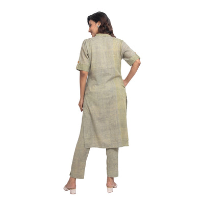 Samici Green Yarn Dyed Kurta Set