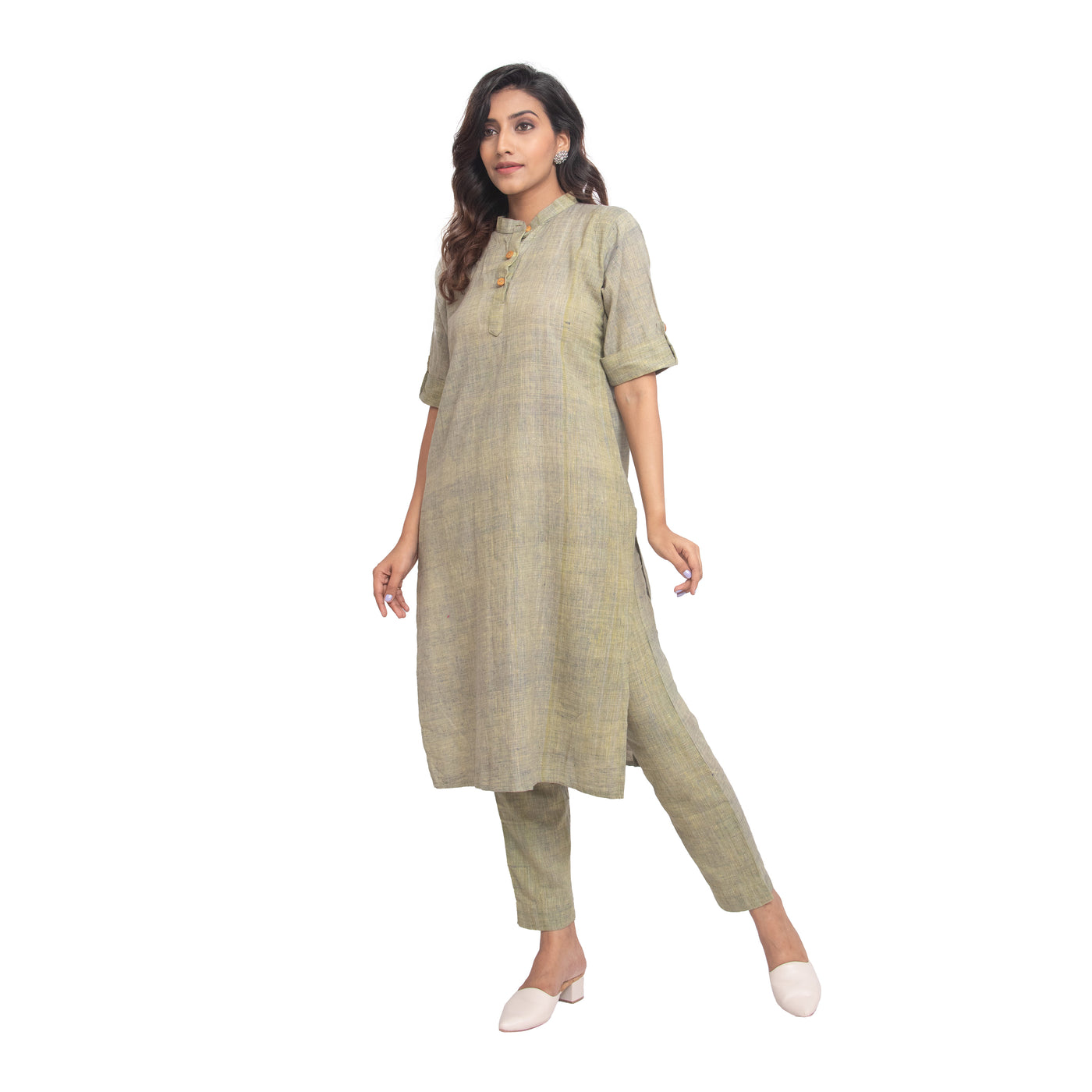 Samici Green Yarn Dyed Kurta Set