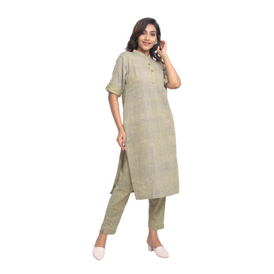 Samici Green Yarn Dyed Kurta Set