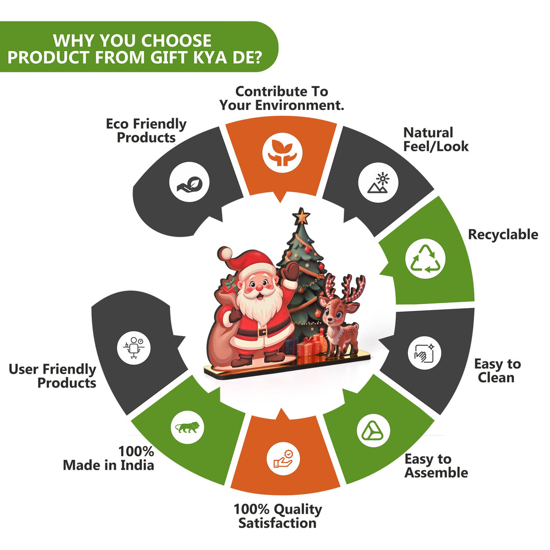 Gift Kya De Christmas Santa Wooden Tabletop Decor | Festive Table Decoration for Christmas, Holiday Gift