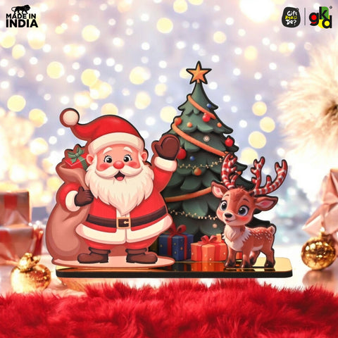 Gift Kya De Christmas Santa Wooden Tabletop Decor | Festive Table Decoration for Christmas, Holiday Gift