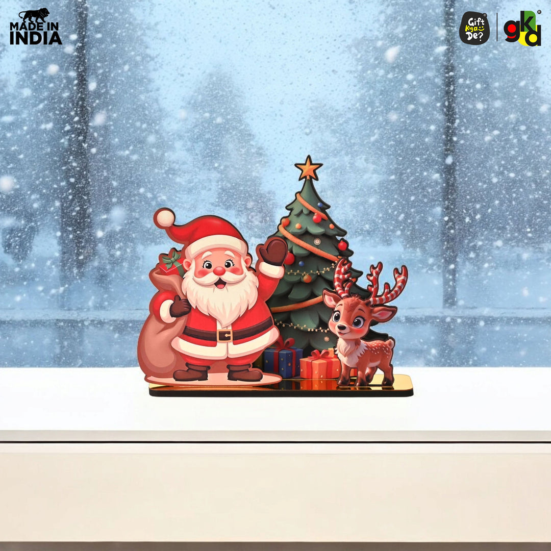 Gift Kya De Christmas Santa Wooden Tabletop Decor | Festive Table Decoration for Christmas, Holiday Gift