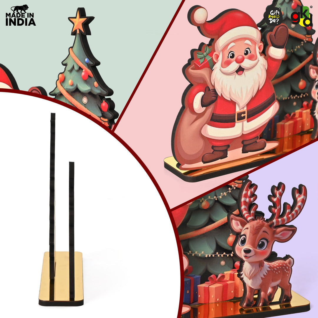 Gift Kya De Christmas Santa Wooden Tabletop Decor | Festive Table Decoration for Christmas, Holiday Gift