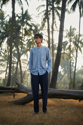 Neel Linen Denim Men's Pleated Tappered Pants