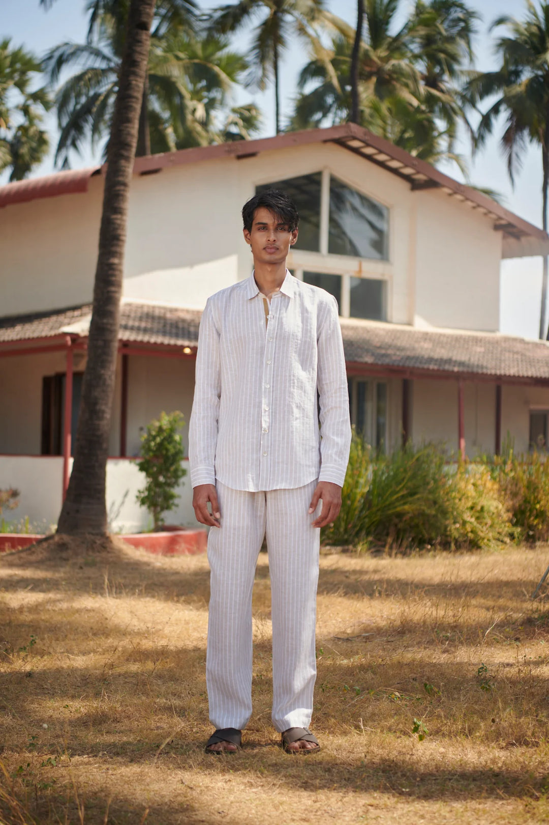 Undyed Boldstripe Linen Men&