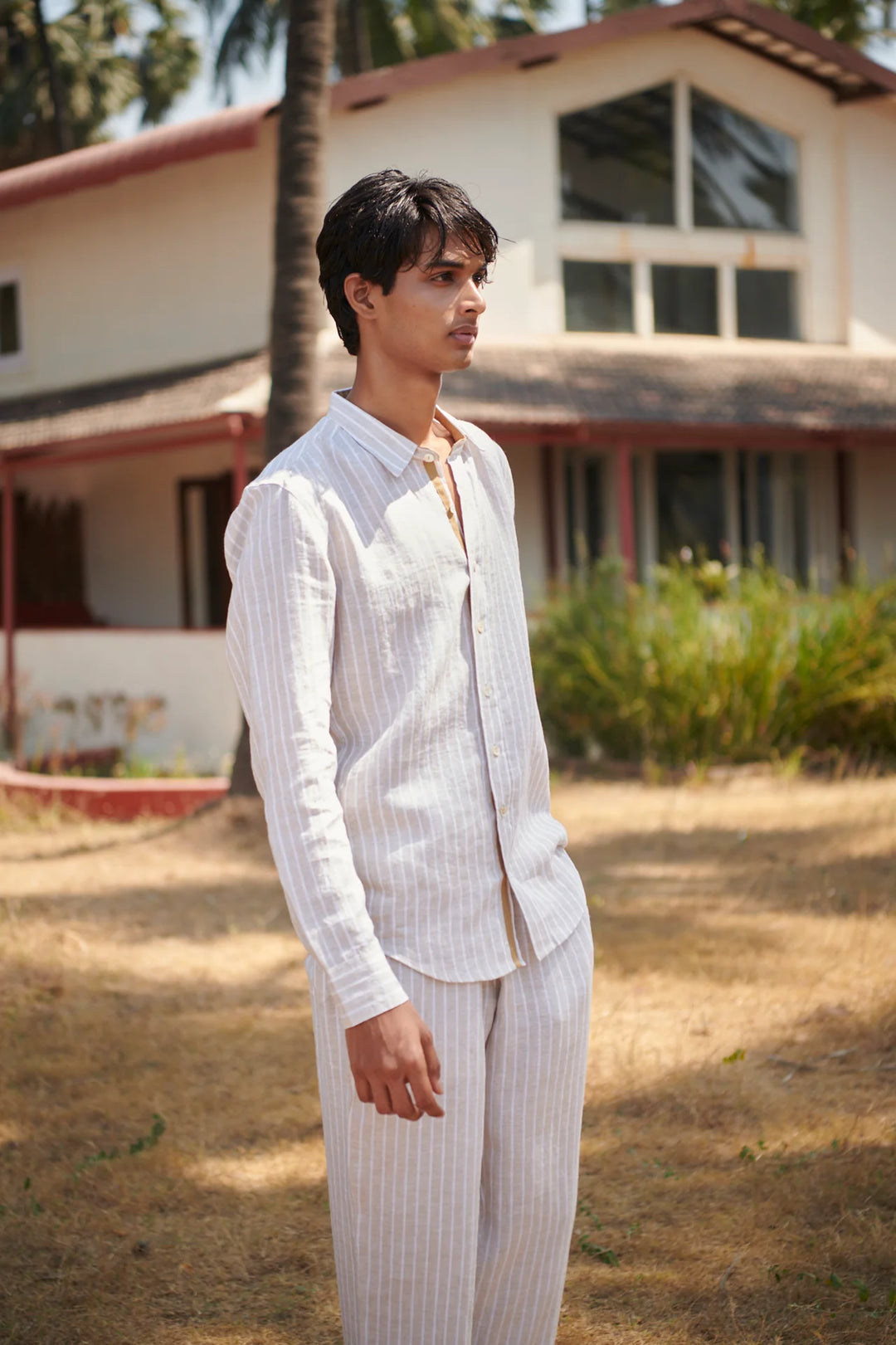 Undyed Boldstripe Linen Men&