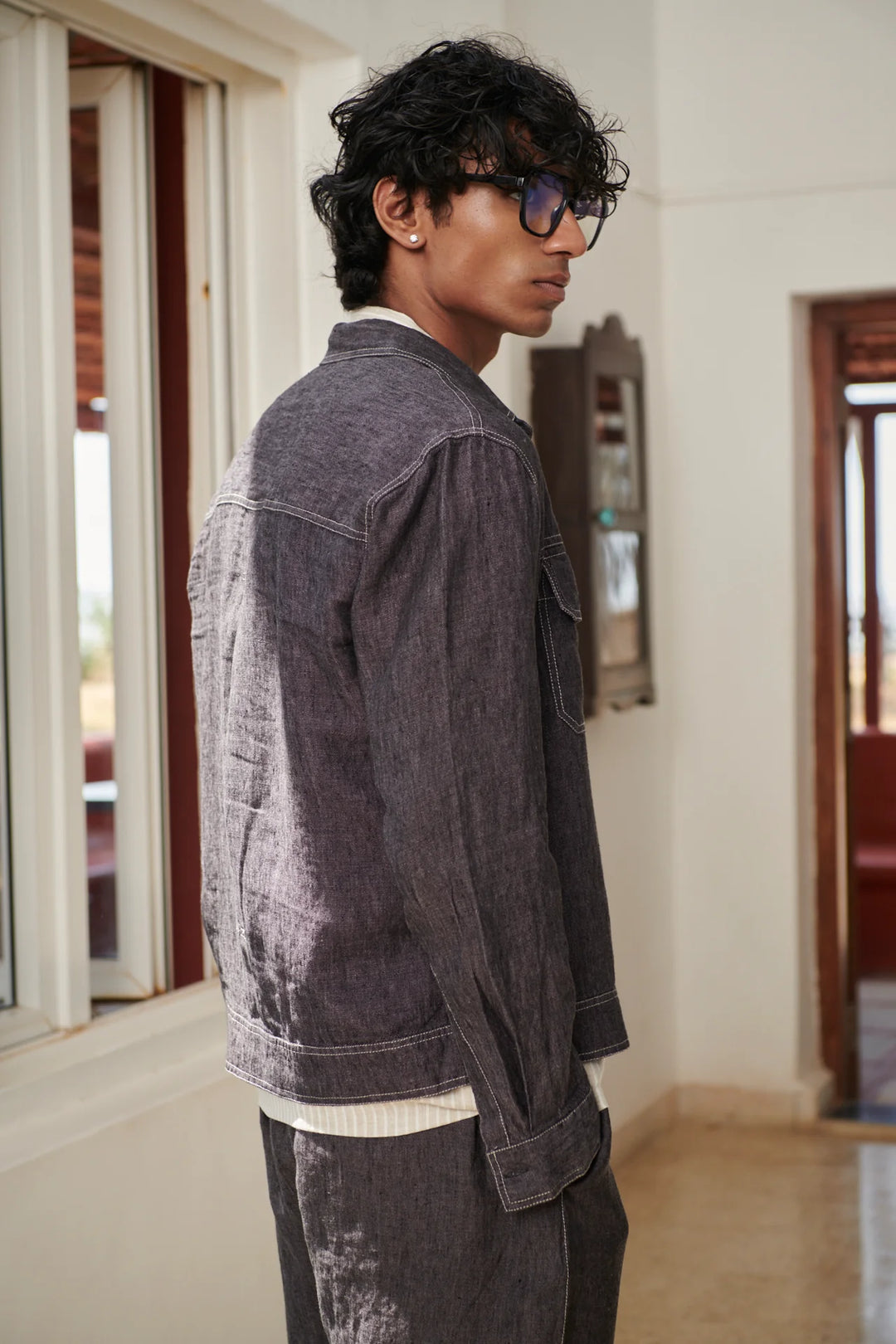 Graphite Linen Denim Jacket