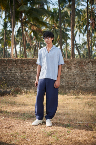 Neel Graphite Linen Denim Men's Barrel Pants