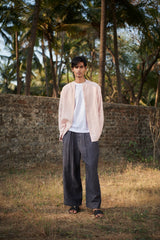 Graphite Linen Denim Men's Baggy Pants