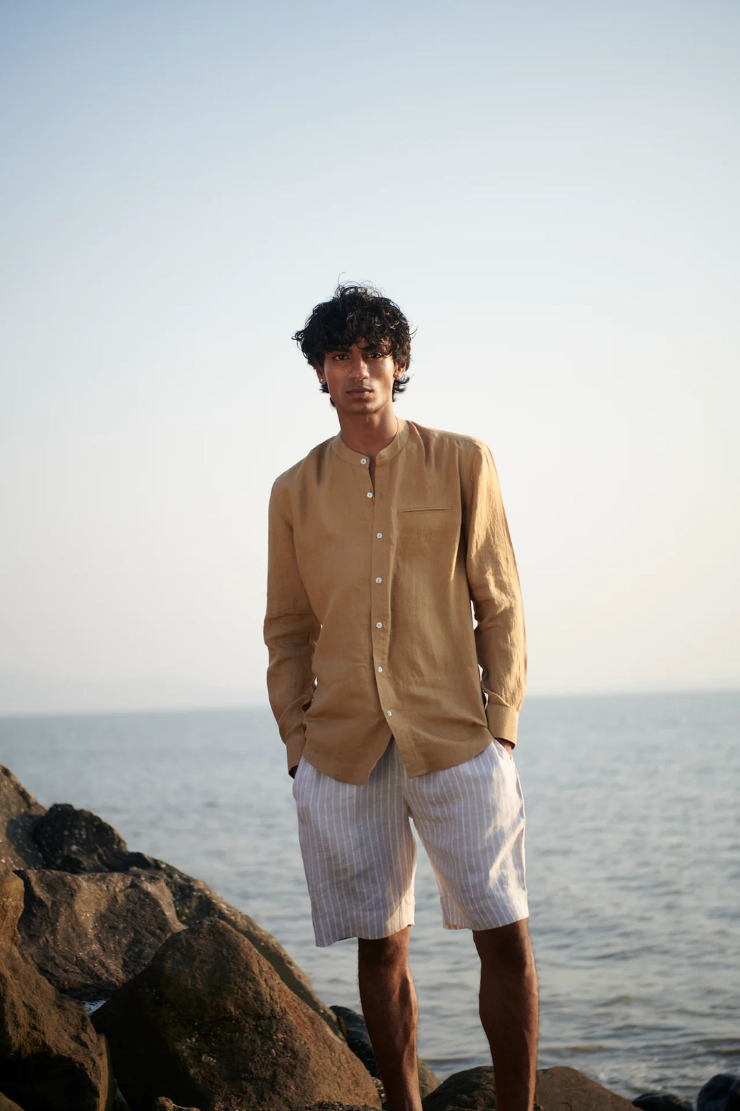 Undyed Boldstripe Linen Men&