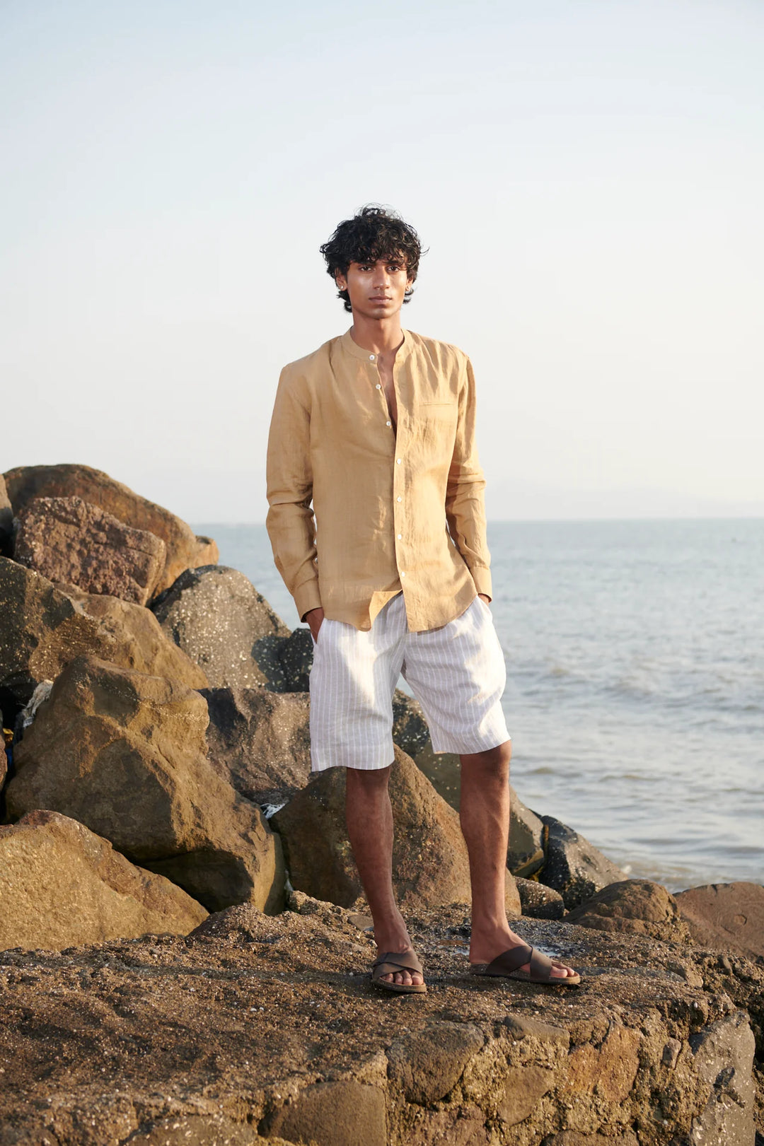 Undyed Boldstripe Linen Men&