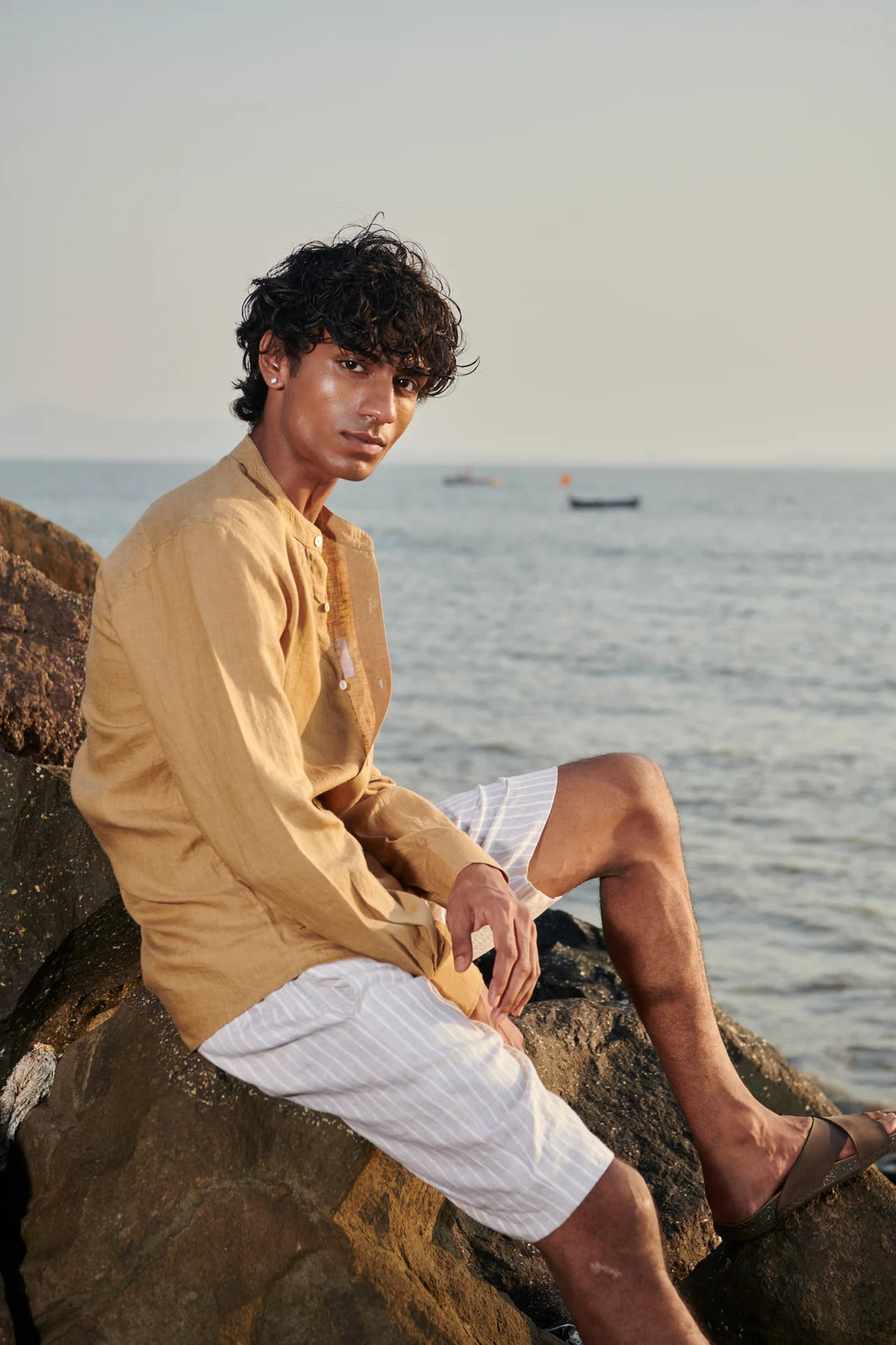 Undyed Boldstripe Linen Men&