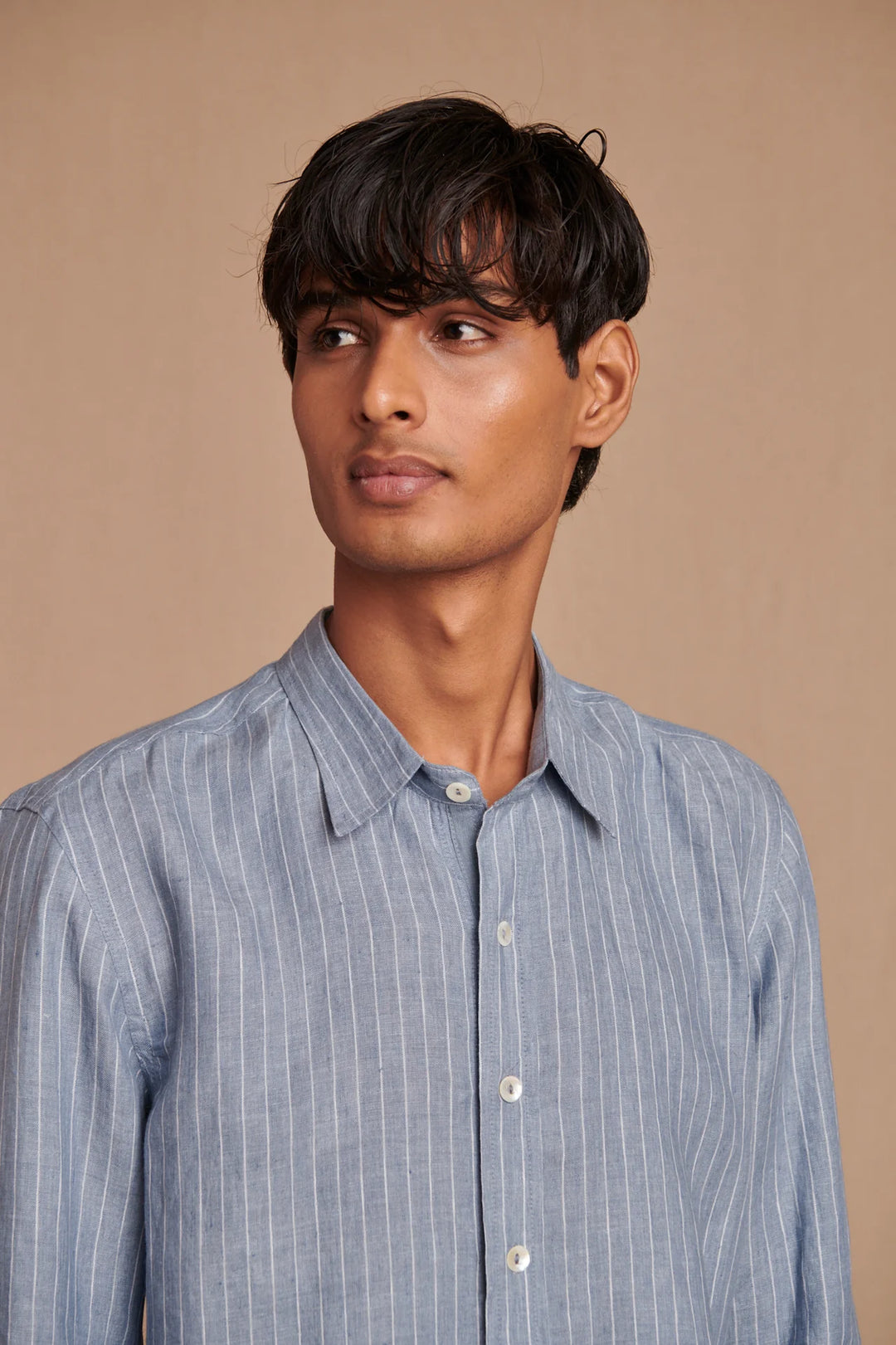 Sky Pinstripe Linen Men&