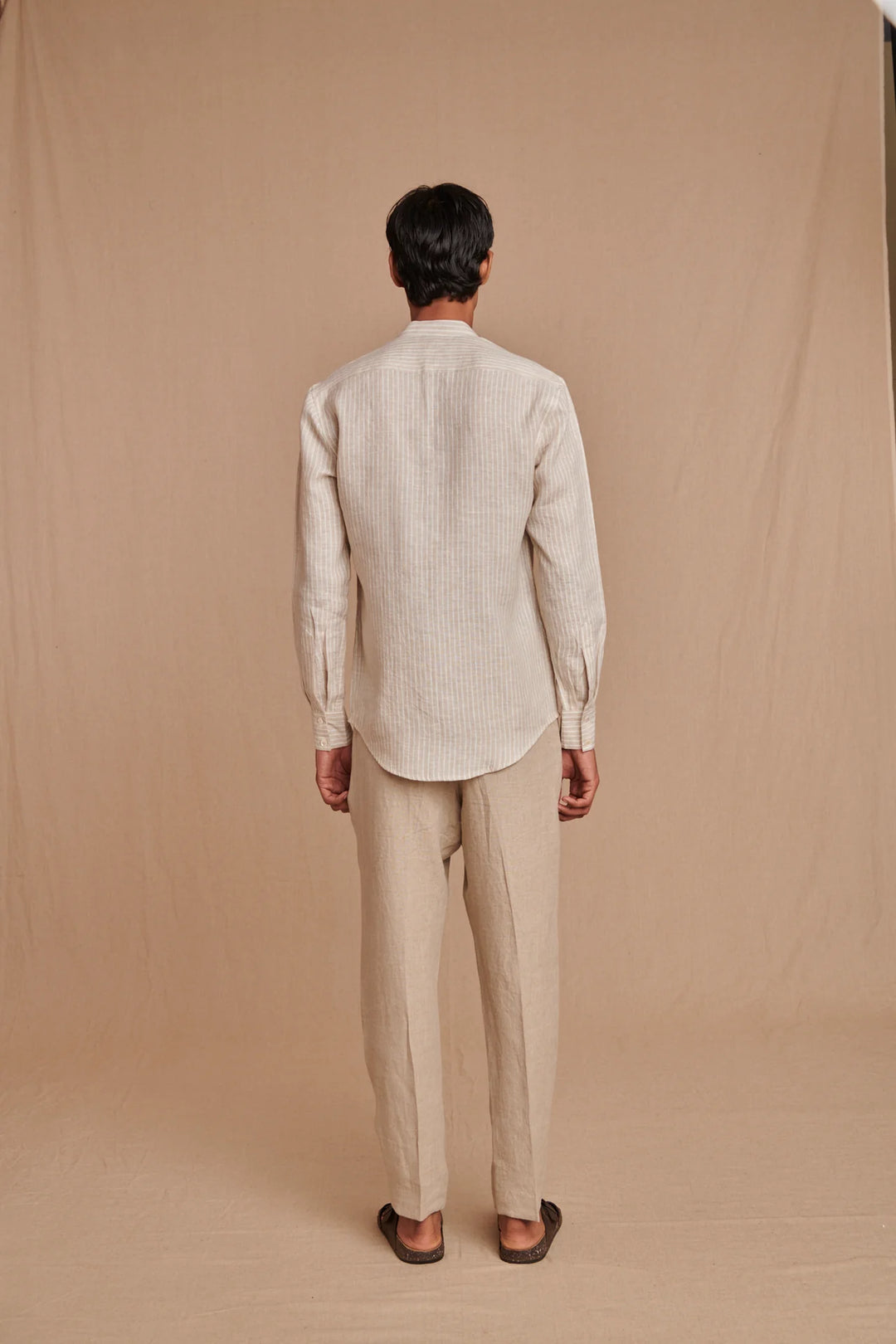 Undyed Pinstripe Linen Men&
