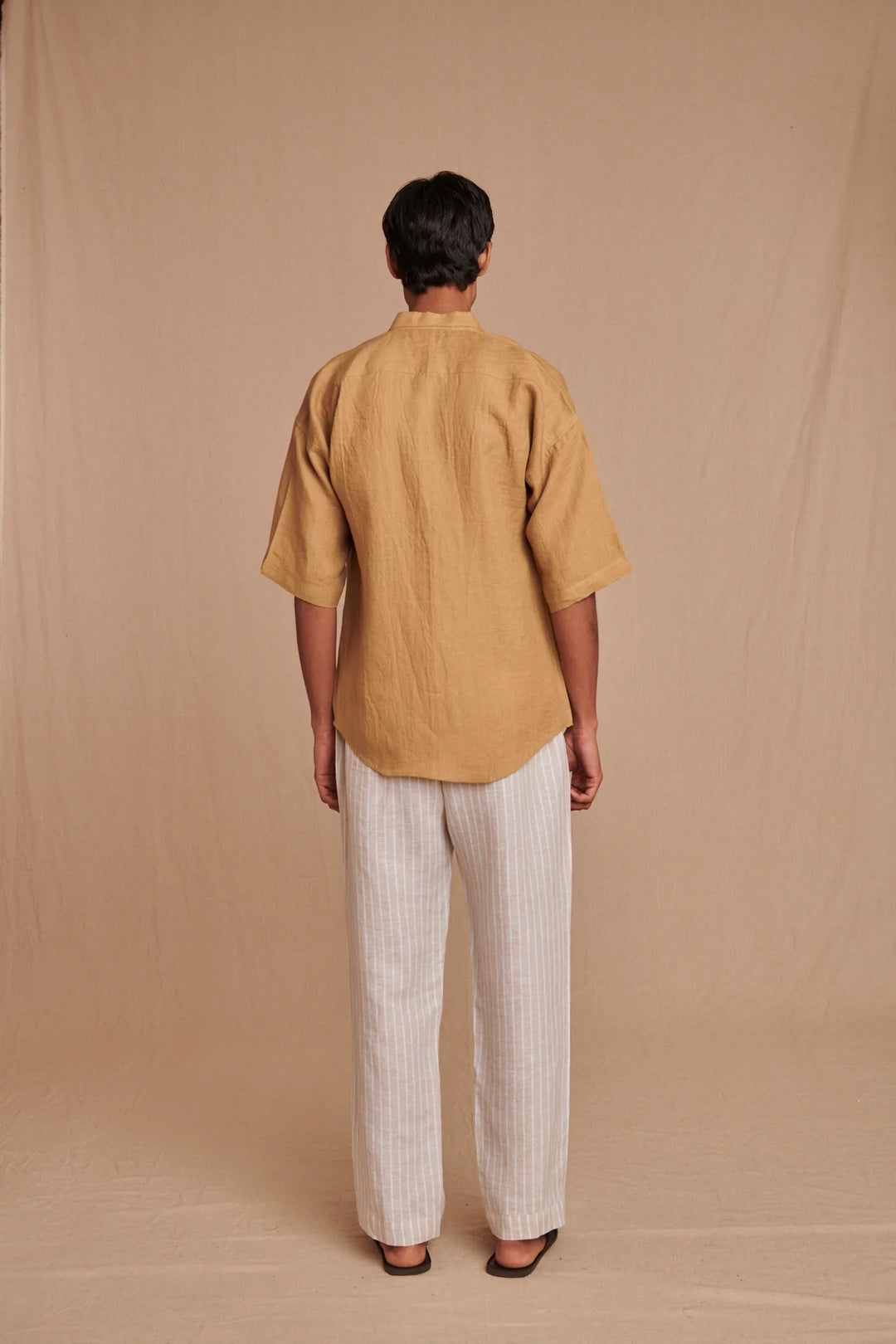 Undyed Boldstripe Linen Men&