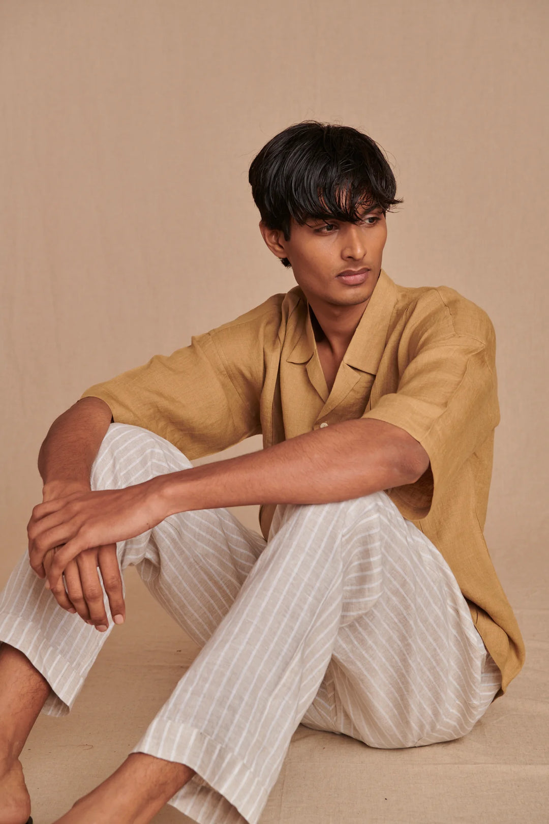 Undyed Boldstripe Linen Men&