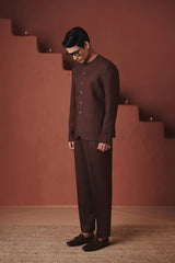 Saphed Coffee Co-Linen Men's Pleated Tapered Pants