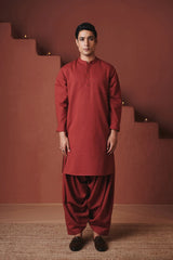 Saphed Brick Co-Linen Men's Dhoti Kurta Set