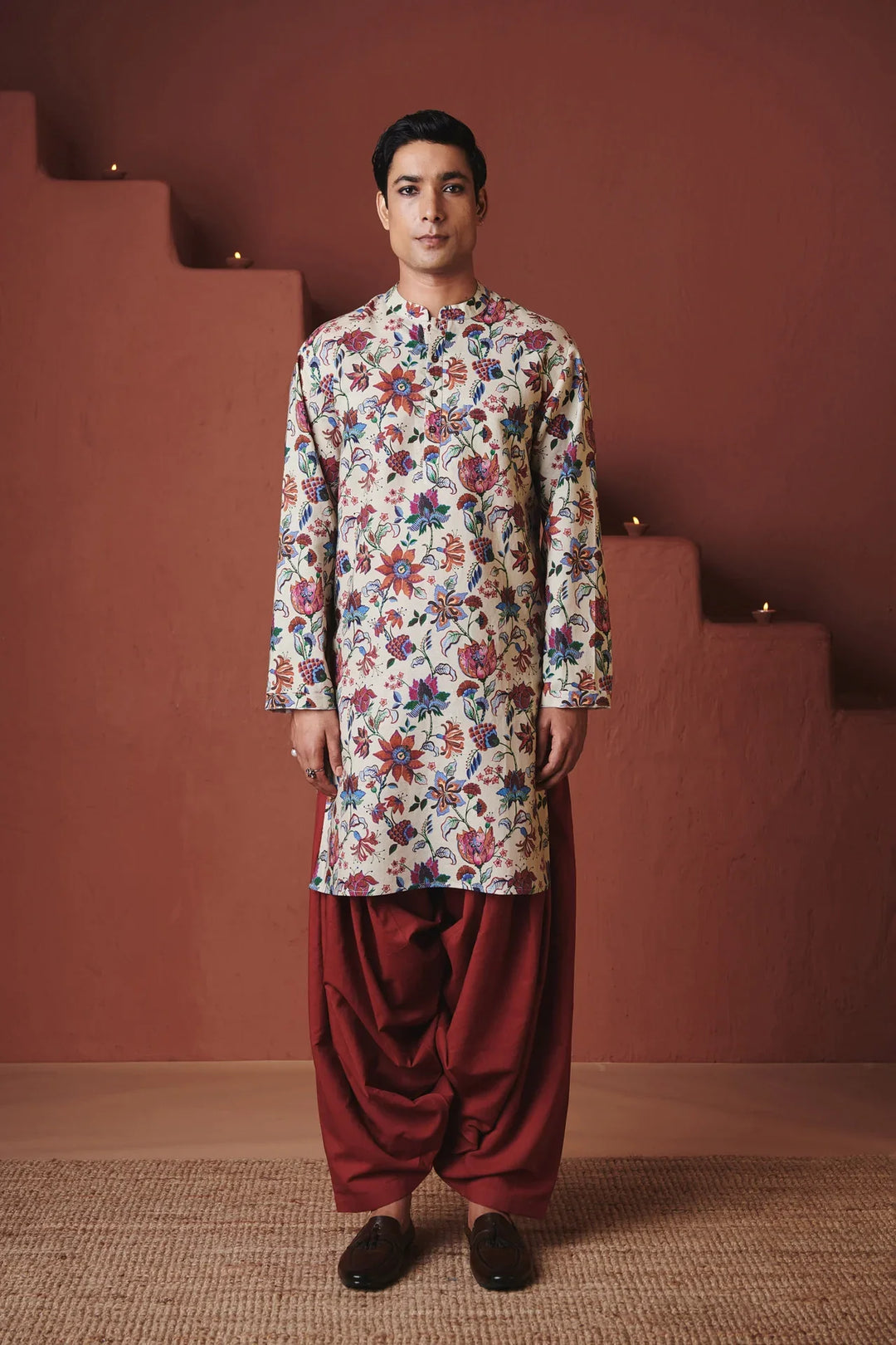 Saphed Beige Chintz Co-Linen Men&