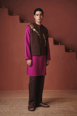 Saphed  Coffee Co-Linen Men's Nehru Jacket