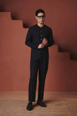 Saphed Carbon Co-Linen Men's Pleated Tapered Pants