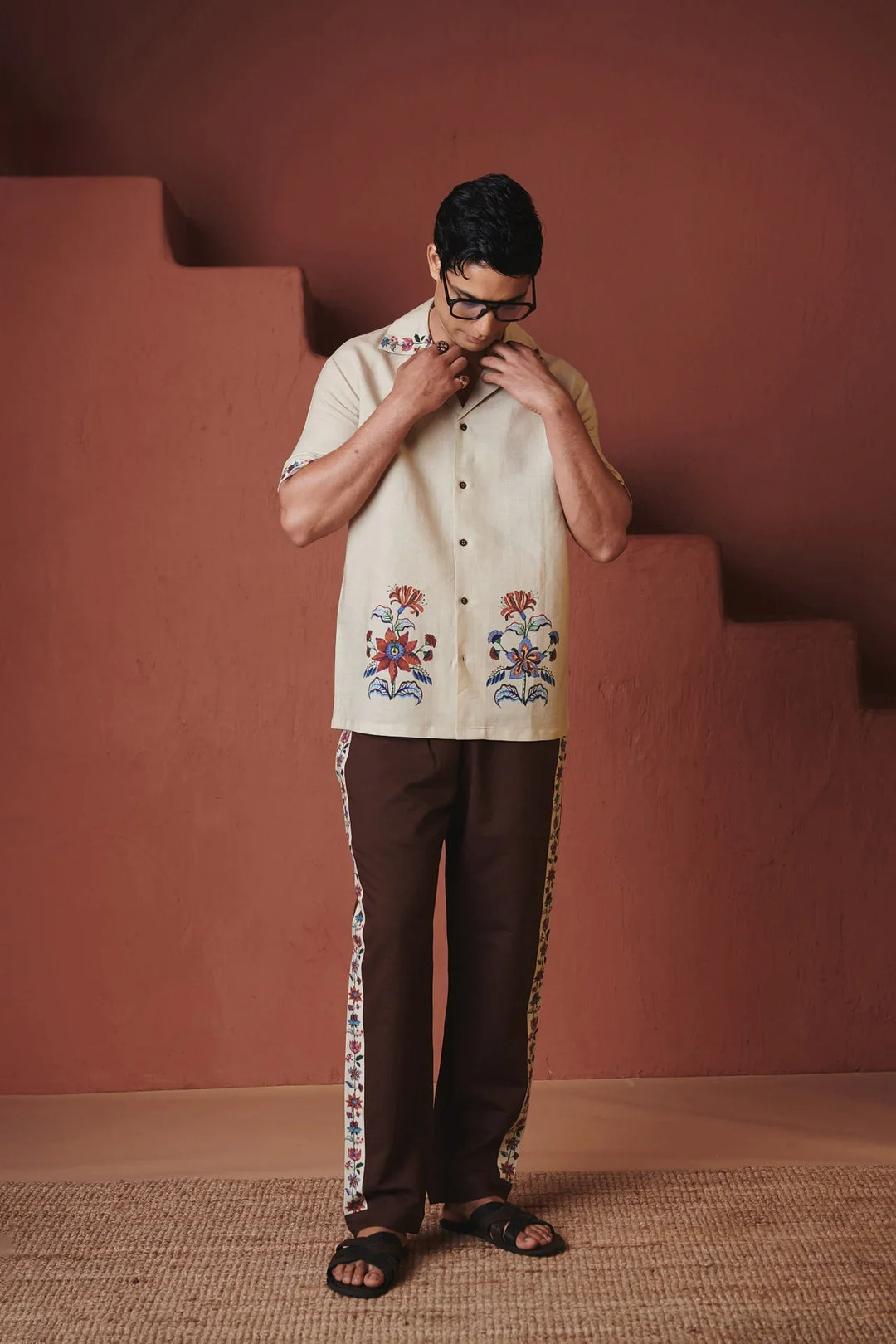 Saphed Beige Coffee Chintz Co-Linen Men&