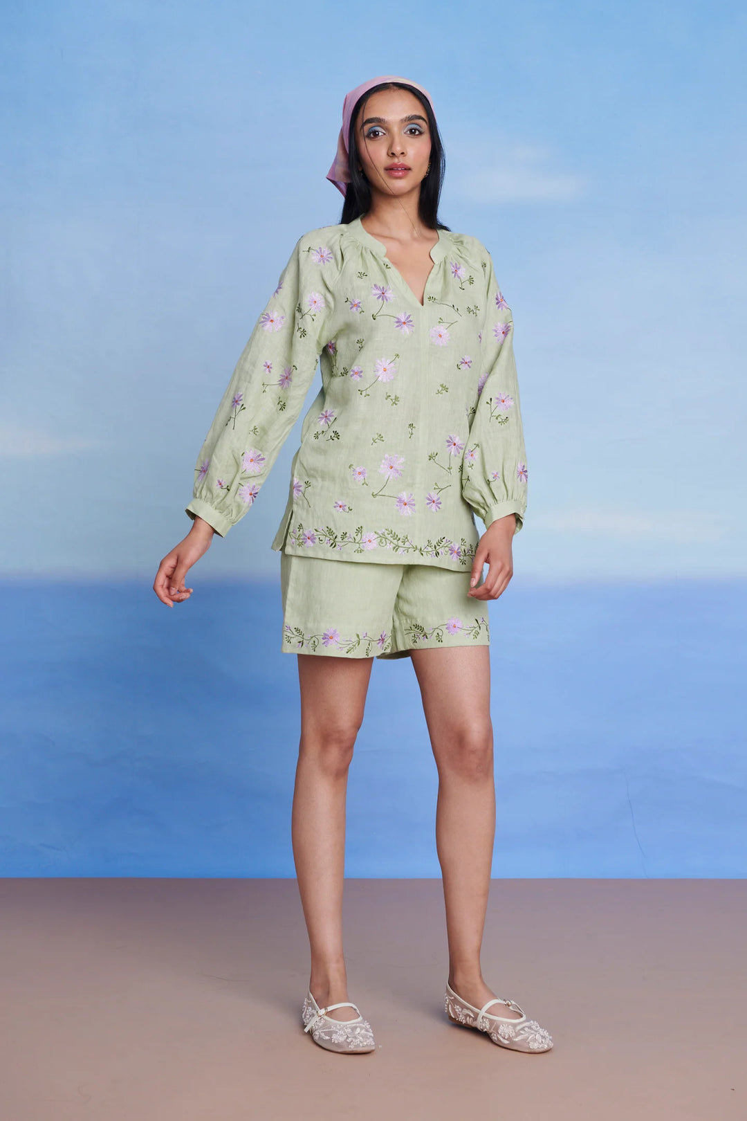 Pista Linen Billow Shorts Set