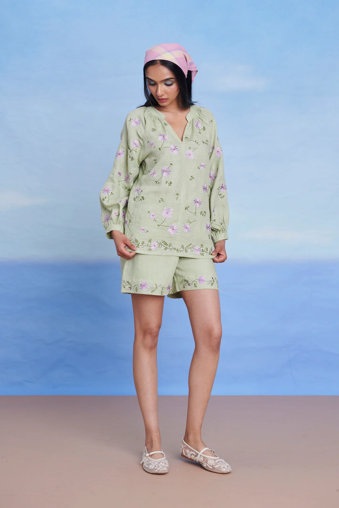 Pista Linen Billow Shorts Set