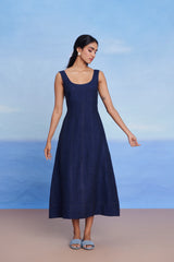 Neel Linen Denim Panelled Dress