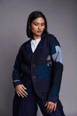 Saphed Patchwork Linen Embroidered Blazer