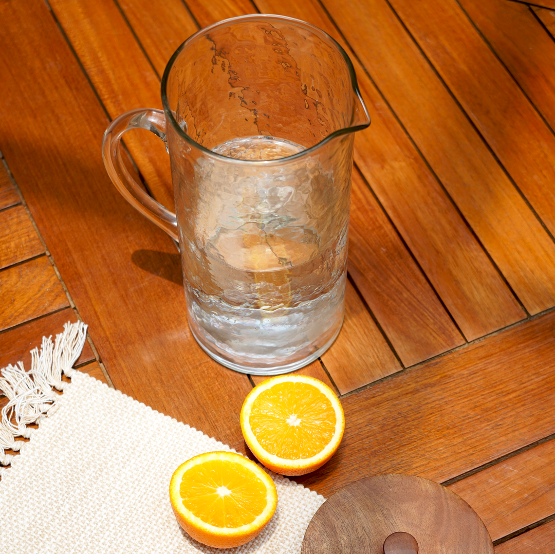 Muun Home Hammered Glass Jug with Lid