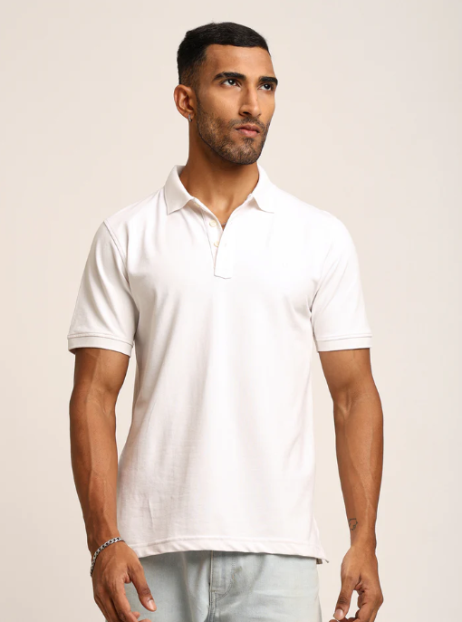 Naturefab Men’s Organic Bamboo Polo Tshirt Majestic White
