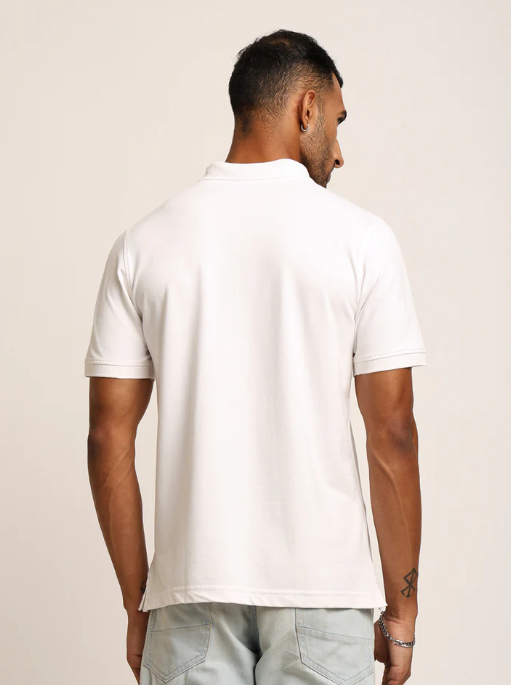 Naturefab Men’s Organic Bamboo Polo Tshirt Majestic White