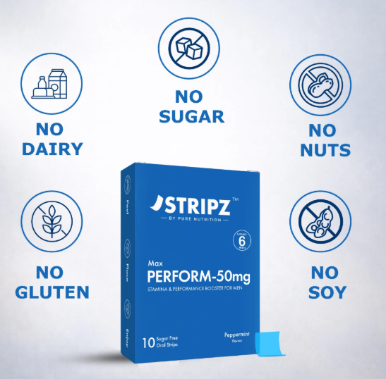 Stripz Max Perform-50mg Oral Thin Strips | Peppermint Flavour