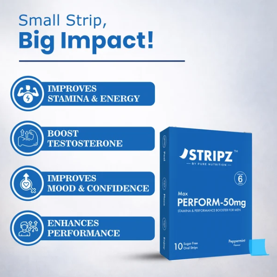 Stripz Max Perform-50mg Oral Thin Strips | Peppermint Flavour
