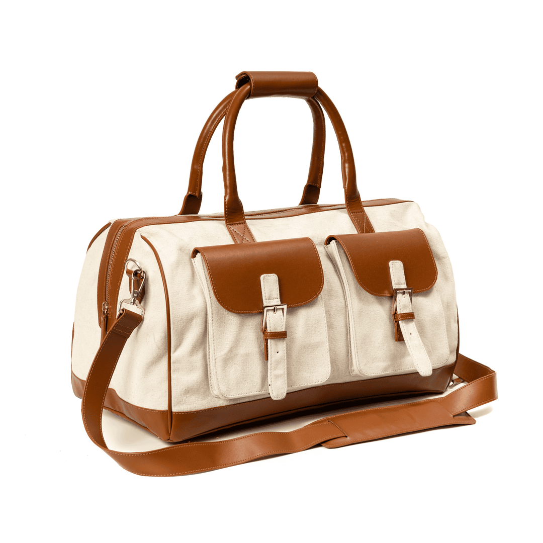 Green Hermitage Ajax Vegan Leather Duffle Bag -Beige