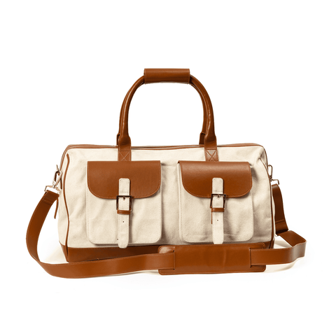 Green Hermitage Ajax Vegan Leather Duffle Bag -Beige