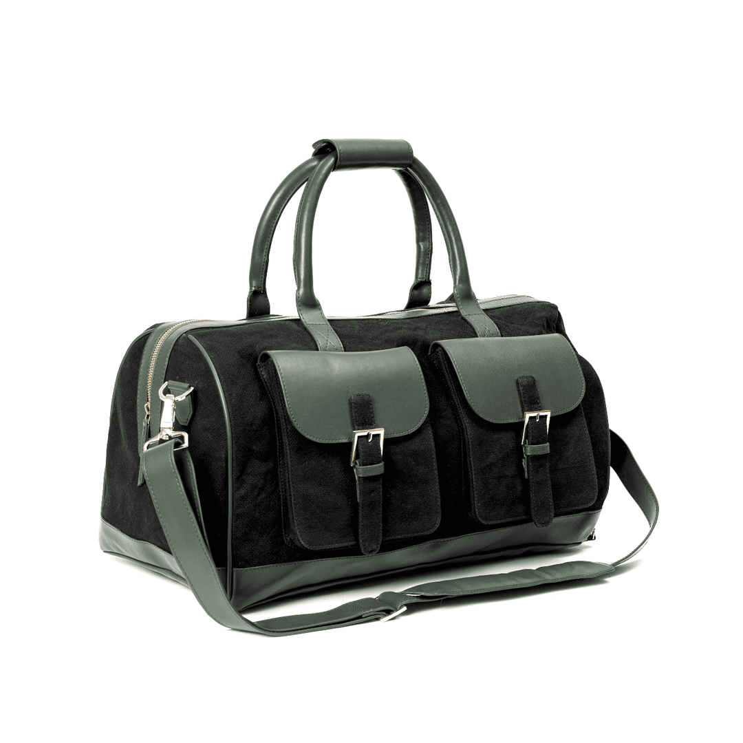 Green Hermitage Ajax Vegan Leather Duffle Bag - Black