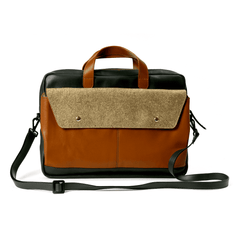 Green Hermitage Willow Vegan Leather Laptop Sleeve - Tan
