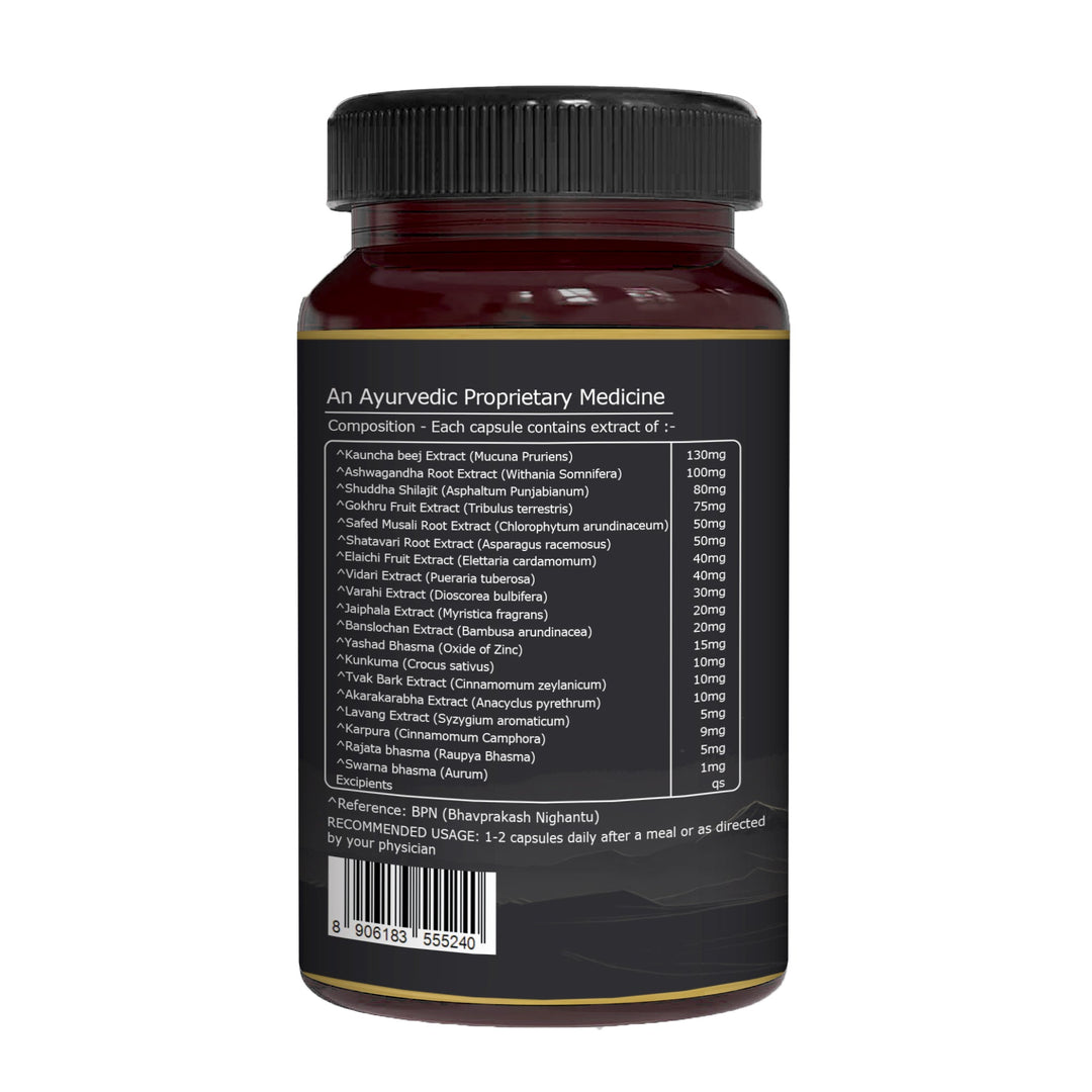 Shilajit Gold with Gokhru, Ashwagandha, Safed Musali, and Shatavari -Capsules | Supports Vitality and Wellness
