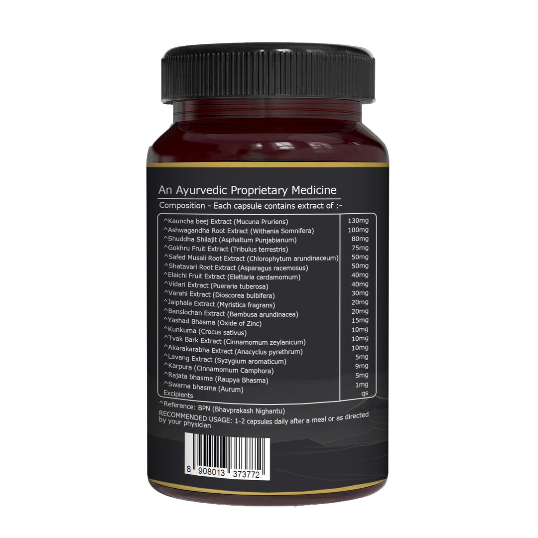 Shilajit Gold with Gokhru, Ashwagandha, Safed Musali, and Shatavari -Capsules | Supports Vitality and Wellness