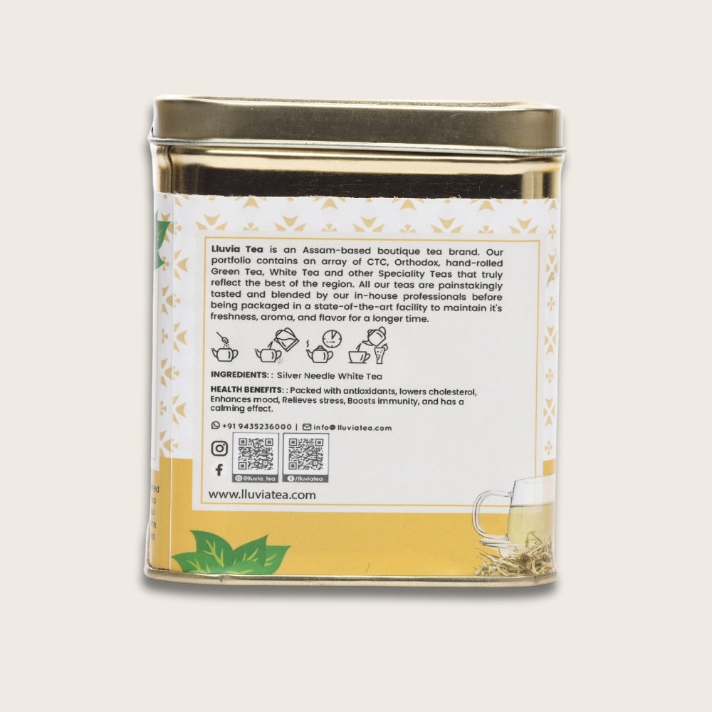Lluvia Tea Silver Needles White Tea | Handplucked Antioxidants (50gm)