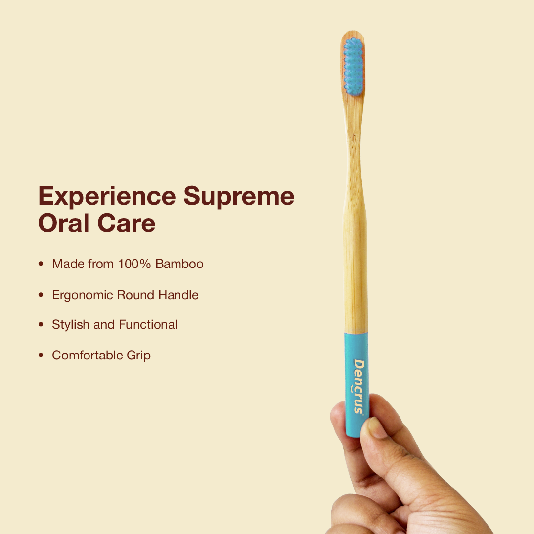 Dencrus Orby Plus Bamboo Toothbrush - Yellow, Red, Pink, Lavender & Blue (Pack of 5)