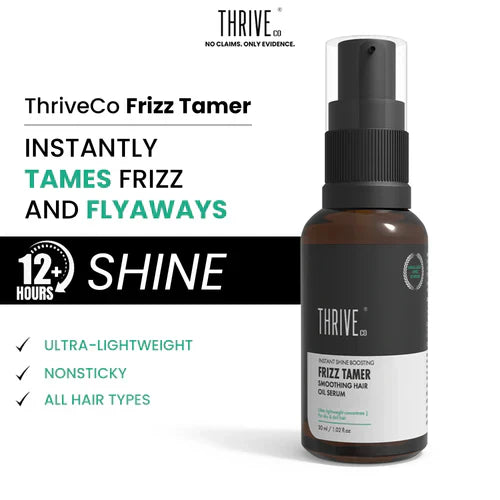 ThriveCo Frizz Tamer Smoothing Hair Oil Serum | For Smooth & Frizz-Free Hair | Hydrates Frizzy, Dry & Dull Hair | For Men & Women | 30ml