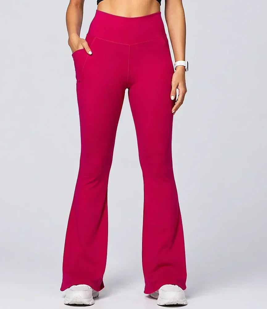 Women Bamboo Fabric Bell Bottom Yoga Pants | High Waist Bootcut Stretch Gym & Lounge Wear