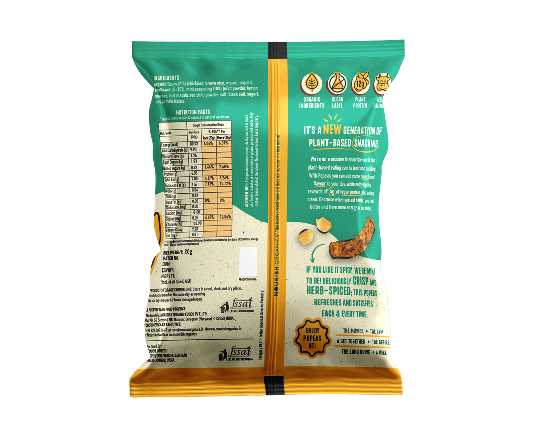 NOURISH ORGANICS Spicy Mint Protein Puffs Mini – Pack of 8 (20G)