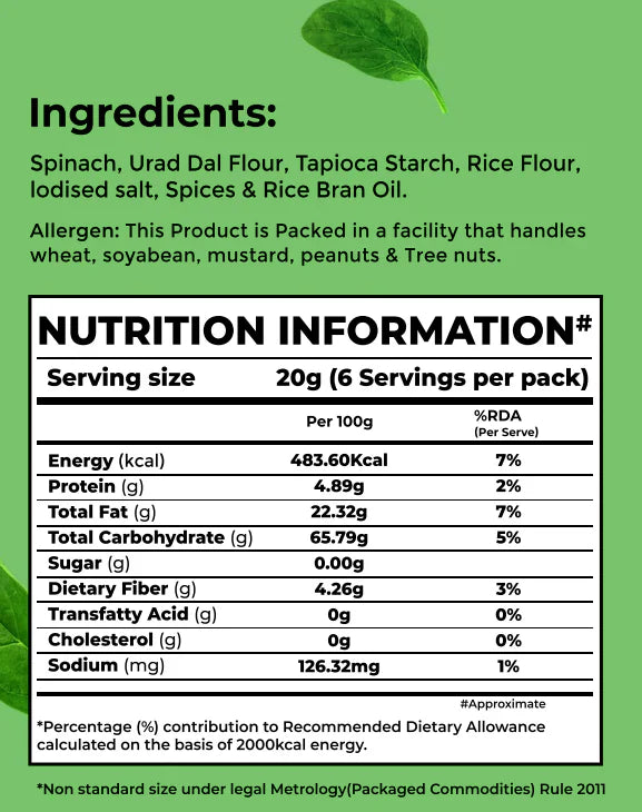Bonvie Spinach Chips - Masala 125 gm